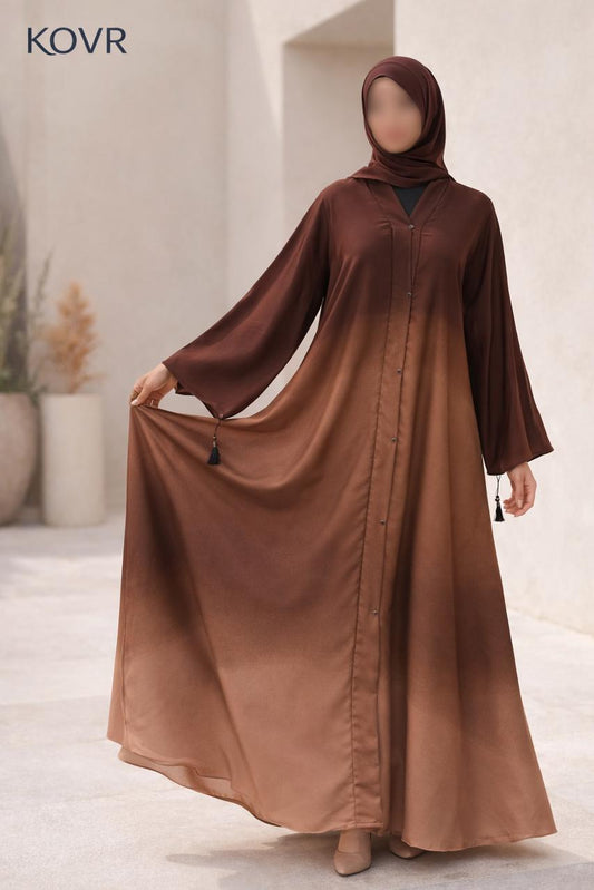 Sahara Ombre Abaya – Two-Tone Front Open Modest Wear