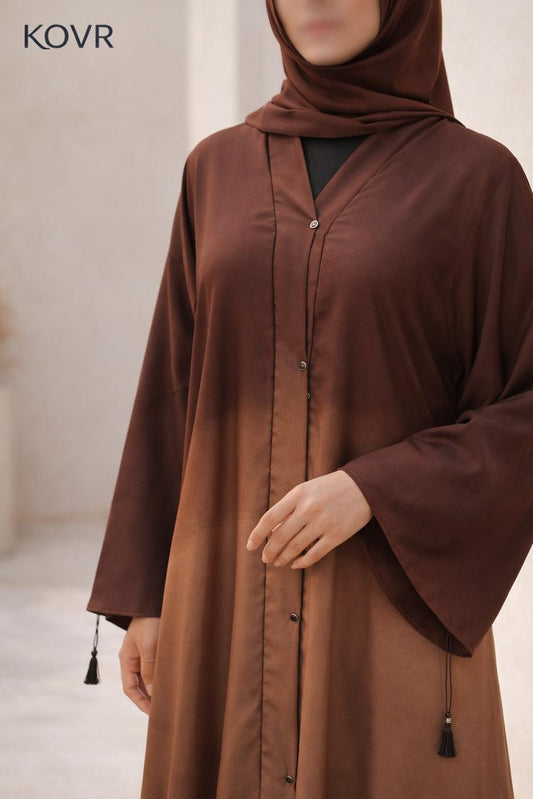 Sahara Ombre Abaya – Two-Tone Front Open Modest Wear