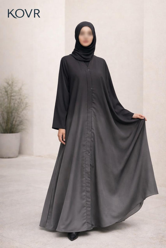 Noir Grace Abaya – Classic Front Open Modest Wear