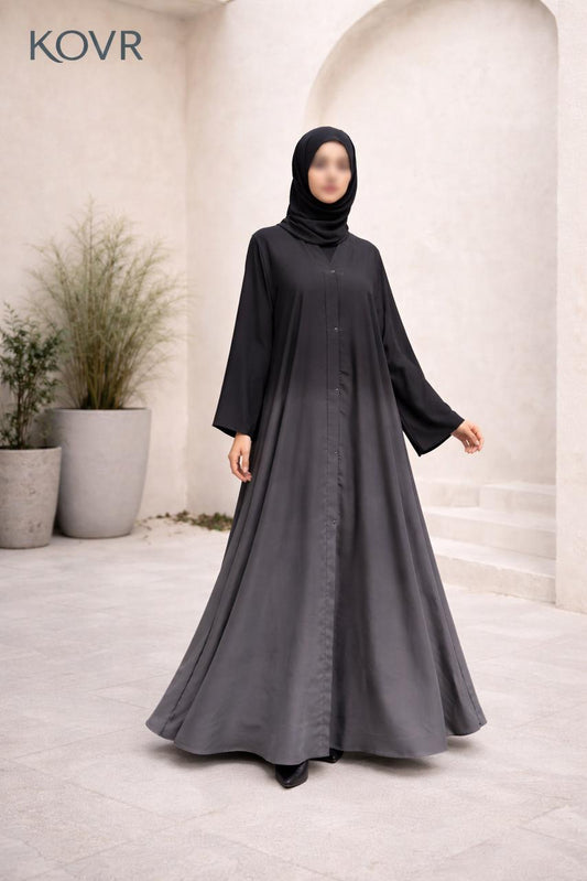Noir Grace Abaya – Classic Front Open Modest Wear