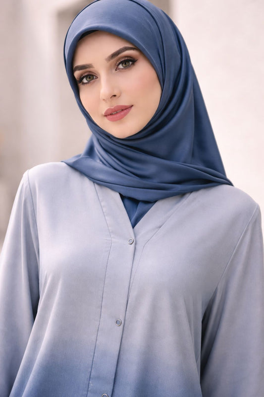 KOVR Dusk-to-Dawn Ombré Abaya – Slate & Navy