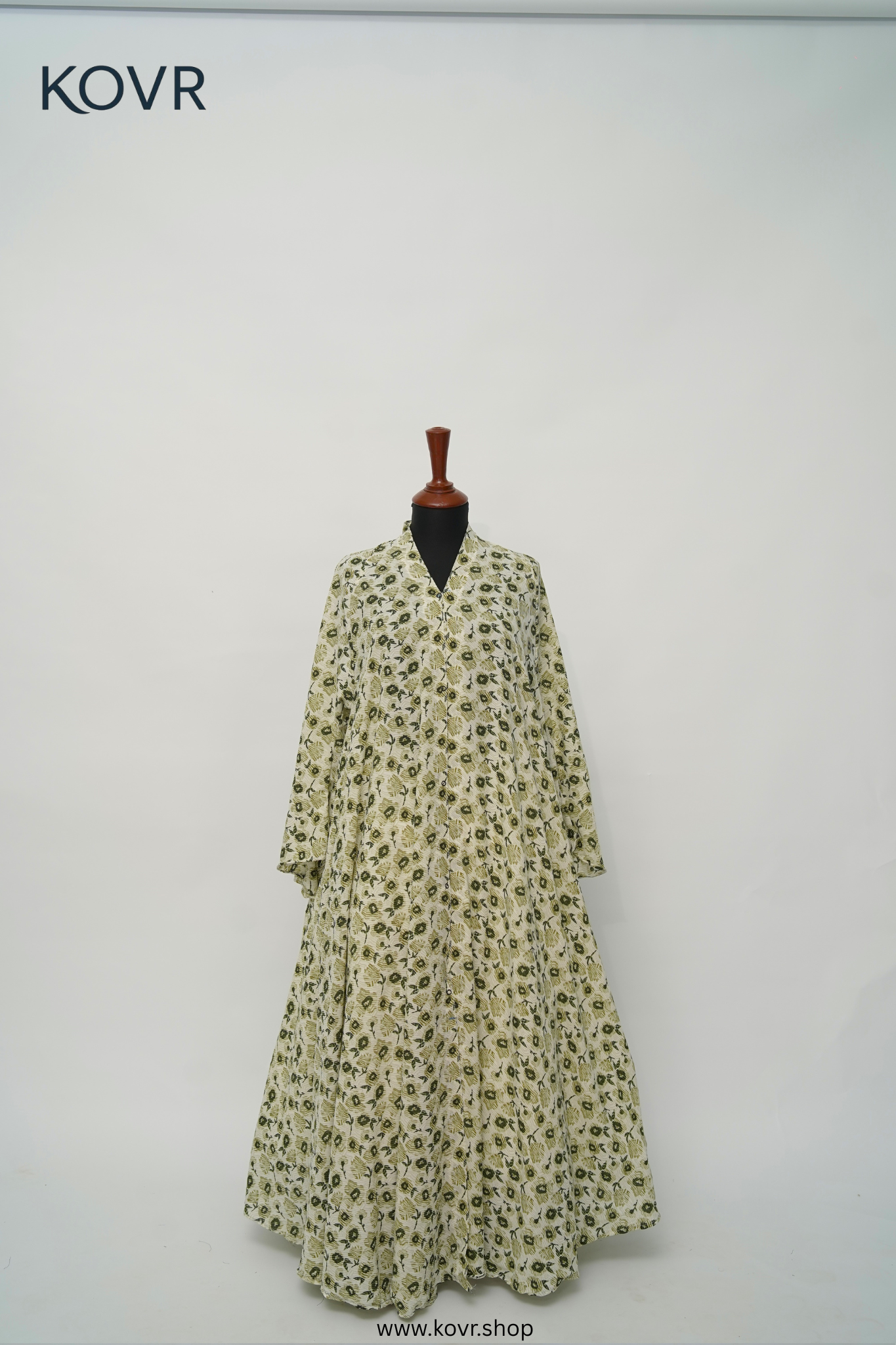 🌿 Noor Abaya – Olive Bloom