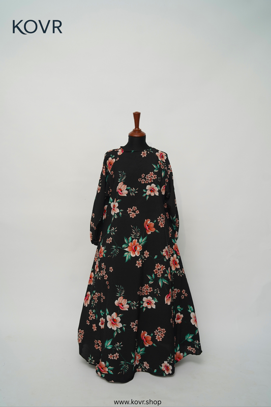 🌺 Amara Abaya – Midnight Blossom